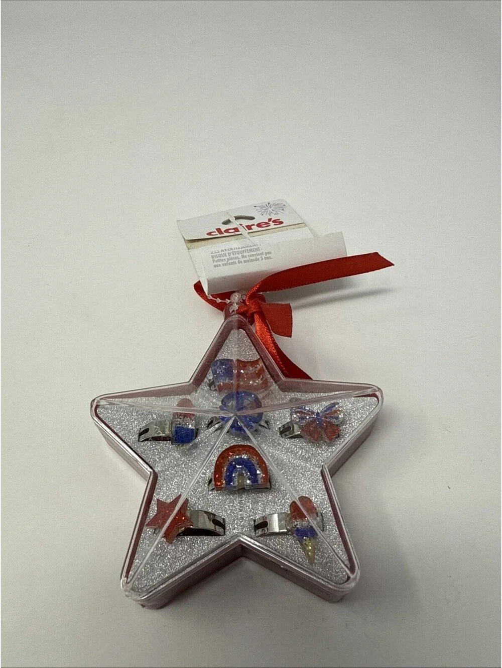Claire’s Red White And Blue Ring Set